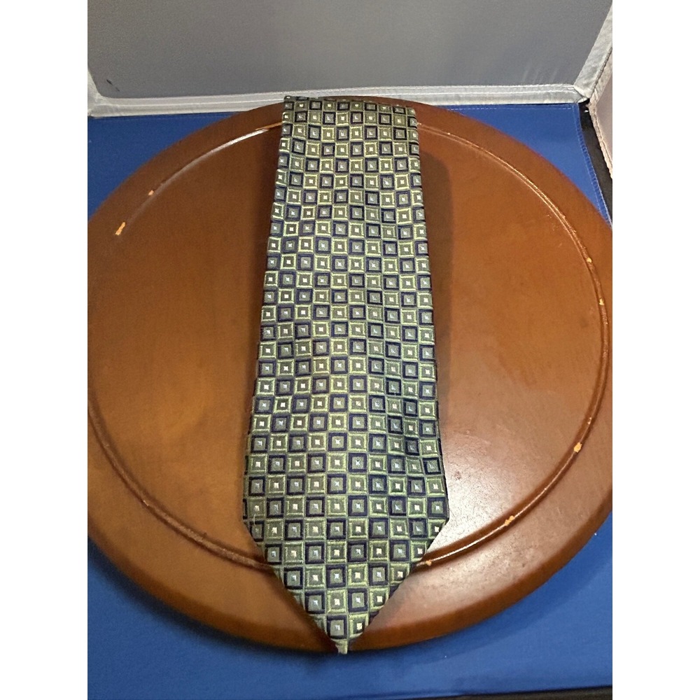 Stafford Blue Men's 100% Silk Tie Geometric Necktie